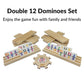 Mexican Train Dominoes Set With Numbers And 8 Wooden Racks, Double 12 Domino Travel Set With Wooden Hub, 91 Colored Domino Tiles