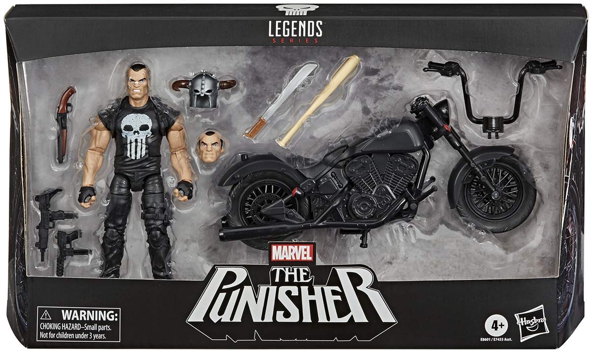 Marvel Legends The Punisher 6-Inch Action Figure with Motorcycle, Black, E86015X0, Includes 7 Accessories, Premium Design