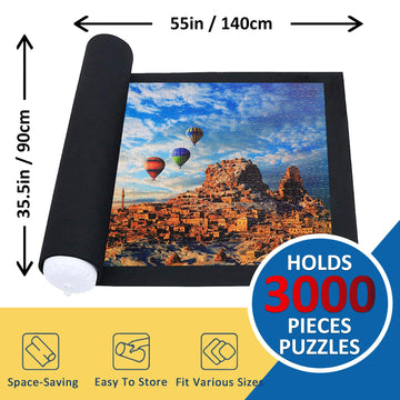 Puzzle Mat Roll Up For 3000 2000 1500 Pieces Jigsaw Puzzles, Large Portable Pad Table Non-Slip Board Saver Mats With 6 Sorting T