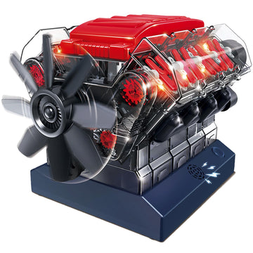 Playz V8 Combustion Engine Model Kit That Runs - Build Your Own Stem Mini V8 Model Engine Kit For Adults & Kids Age 12+, Visible V8 Mini Engine Kit That Works For Adult W/ 270 Stem Parts
