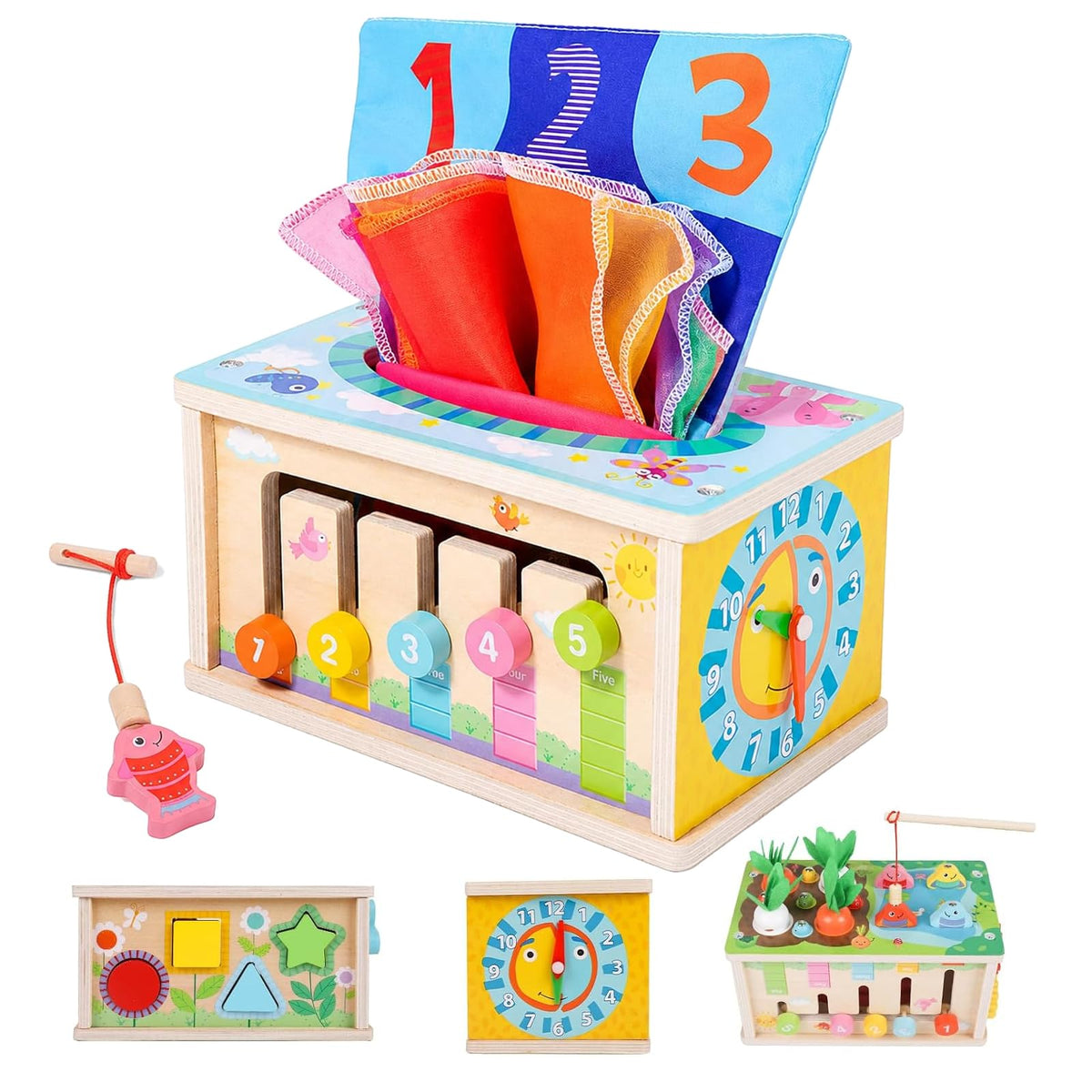 Montessori Tissue Box Toy for 6+ Months Baby, Educational Construction Toy | Shape Sorting Toys 1st One First Birthday Girl Gift