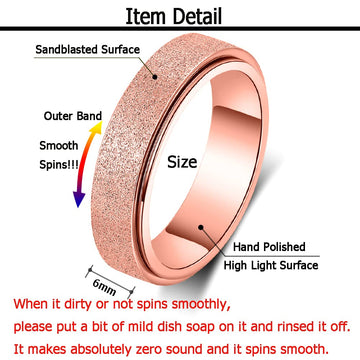 Mhwtty Anxiety Ring For Women Fidget Toys Adults Spinner Ring Fidget Rings Stainless Steel Fidget Spinner Ring Men Rose Gold
