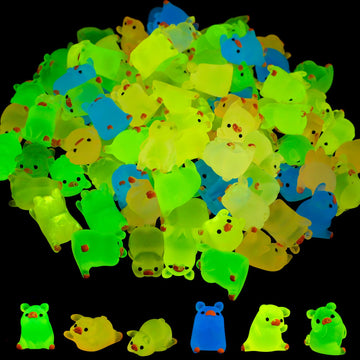 Fuyamp 100 Pieces of Mini Resin Luminous Pig in The Dark Tiny Pig Luminous Mini Portrait Mini Fairy Garden DIY Christmas Birthda