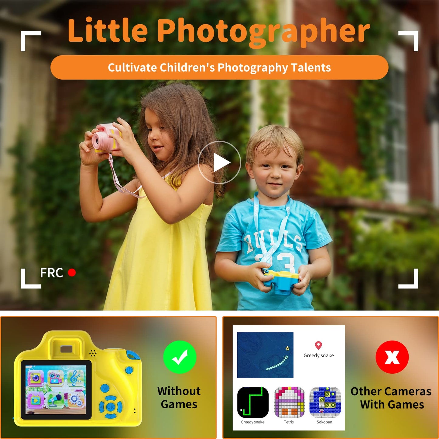 Ourlife Kids Camera For Age 3-12, Toddler Camera,1080P Hd Digital Video Toddler Camera With Mp3 Music Player, Christmas Birthday
