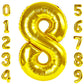 Number 8 Balloon 40 Inch Gold 8 18 28 80 1989 Birthday Balloons, Large Mylar Foil Helium Balloon Birthday Decorations Party Supp