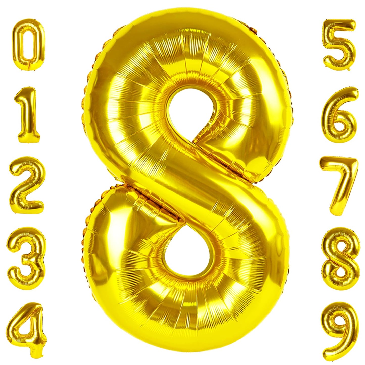 Number 8 Balloon 40 Inch Gold 8 18 28 80 1989 Birthday Balloons, Large Mylar Foil Helium Balloon Birthday Decorations Party Supp
