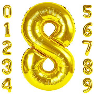 Number 8 Balloon 40 Inch Gold 8 18 28 80 1989 Birthday Balloons, Large Mylar Foil Helium Balloon Birthday Decorations Party Supp