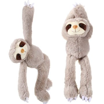 Queekay 2 Packs Sloth Stuffed Animal Hanging 18 Inch Three Toed Sloth Plush Toy With Hook And Loop Hands For Teens Adults Gifts Decors(Gray)