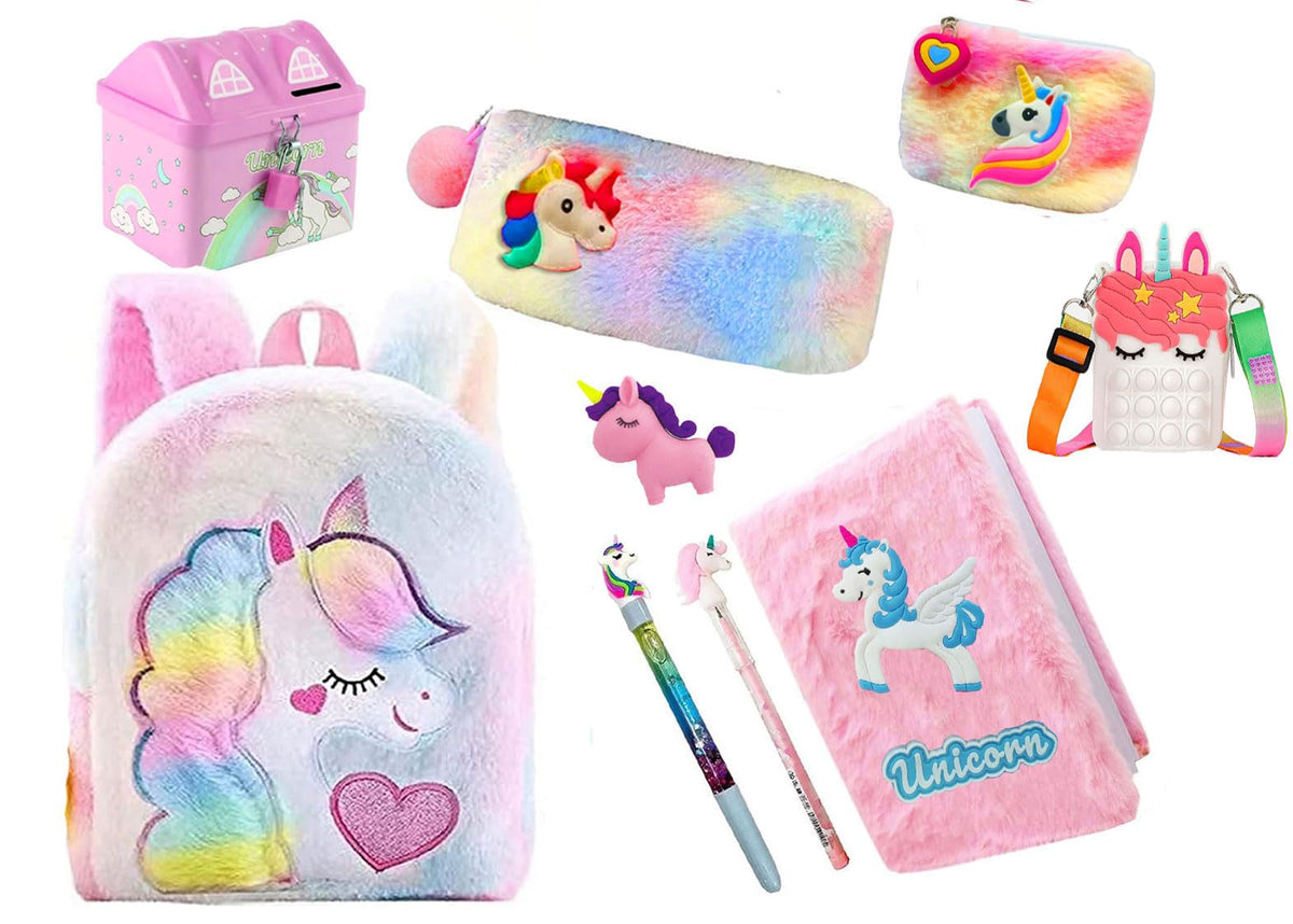 Neel Unicorn 9Pcs All In One Stationery Set For Kids School Stationery School Supplies Gift Set For Girls Complete Stationery Un