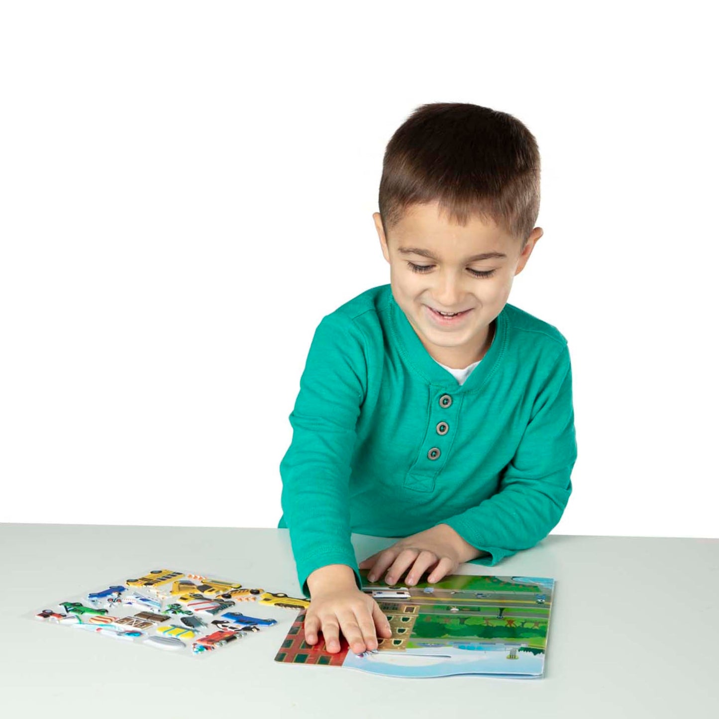Melissa & Doug Vehicles Puffy Sticker Play Set Travel Toy with Double-Sided Background, 32 Reusable Puffy Stickers