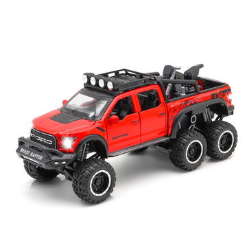 Monster Trucks for Boys - 1/24 Scale Die-Cast Metal Toy Car F150 with Sound and Light,Pickup Truck and Trailer Cars Toy Cars for