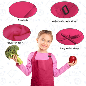 Imerago 15 Pcs Kids Aprons With Pockets Adjustable Chef Painting Aprons Bulk For Girls Boys Aged 6-13 Cooking Baking Crafting Ho