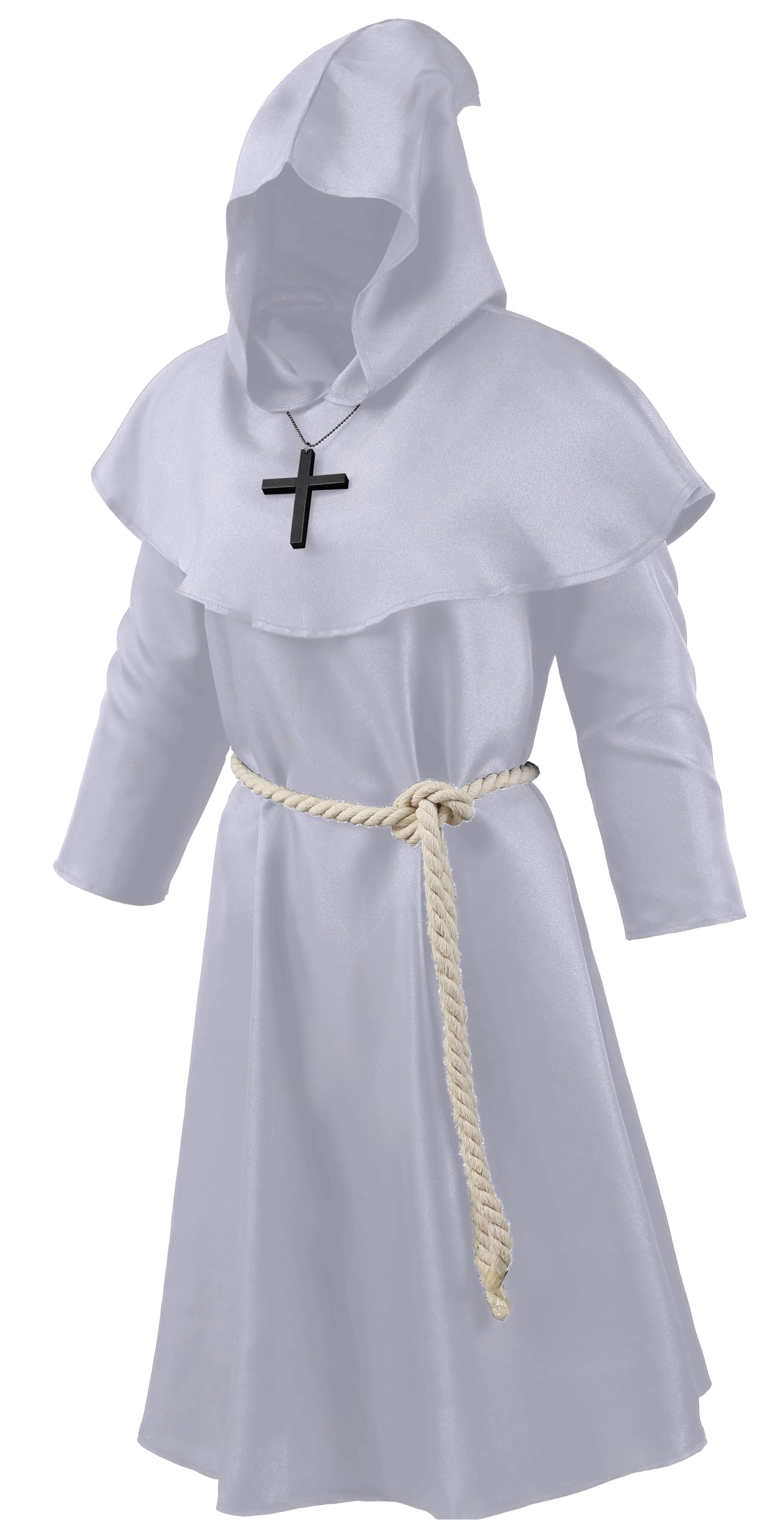 Knelor Kids Medieval Friar Monk Hooded Robe Renaissance Priest Hooded Robe Halloween Cosplay Costume Cloak