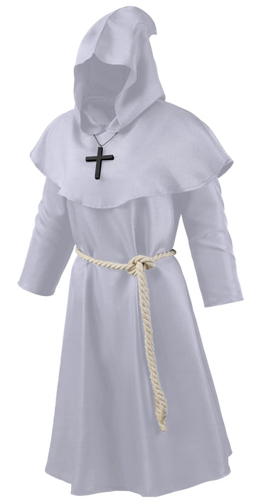 Knelor Kids Medieval Friar Monk Hooded Robe Renaissance Priest Hooded Robe Halloween Cosplay Costume Cloak