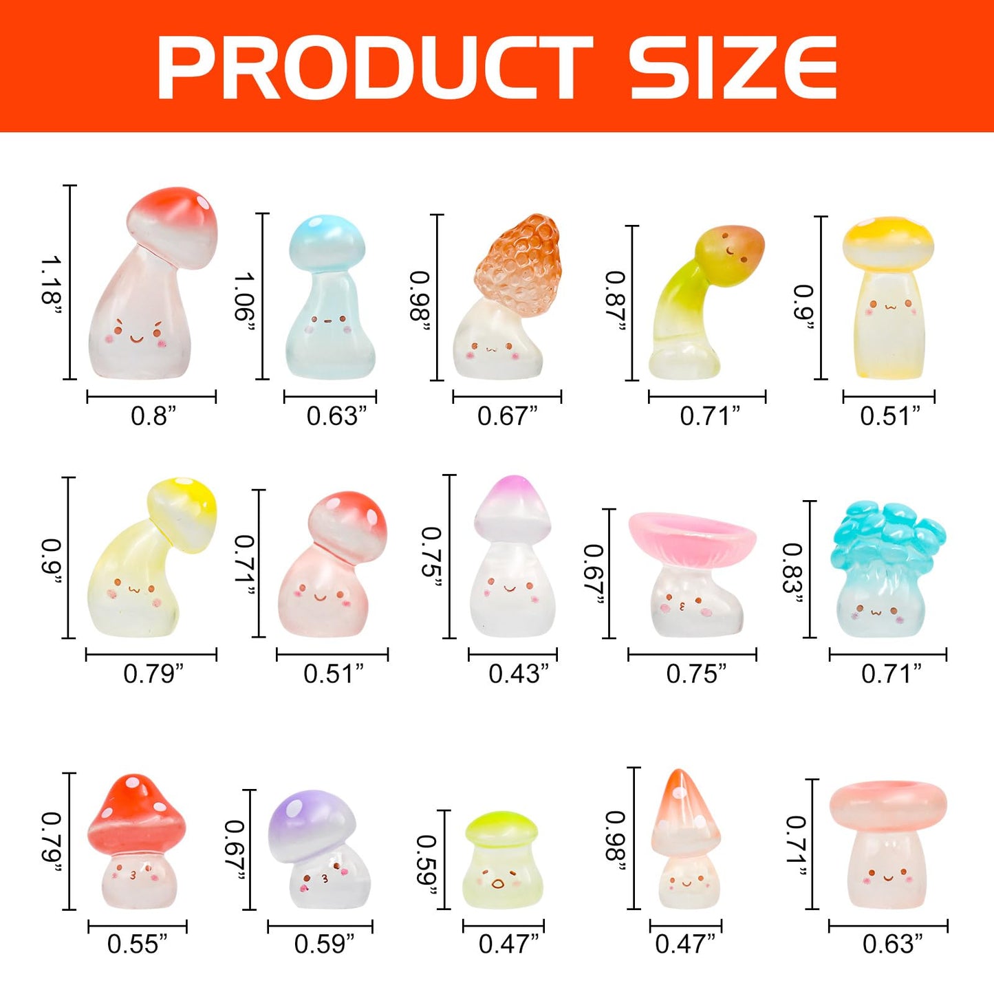 WOZADU 30 PCS Luminous Mini Resin Mushrooms Figurines for Dollhouse Decoration Tiny Resin Miniature Things for Fairy Garden Micro Landscaping Decoration Cake Toppers Decor