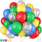 Red Yellow Blue Balloons, 12 Inch Carnival Circus Balloon, Matte Blue Yellow Red Green Balloons With Colourful Confetti Balloons