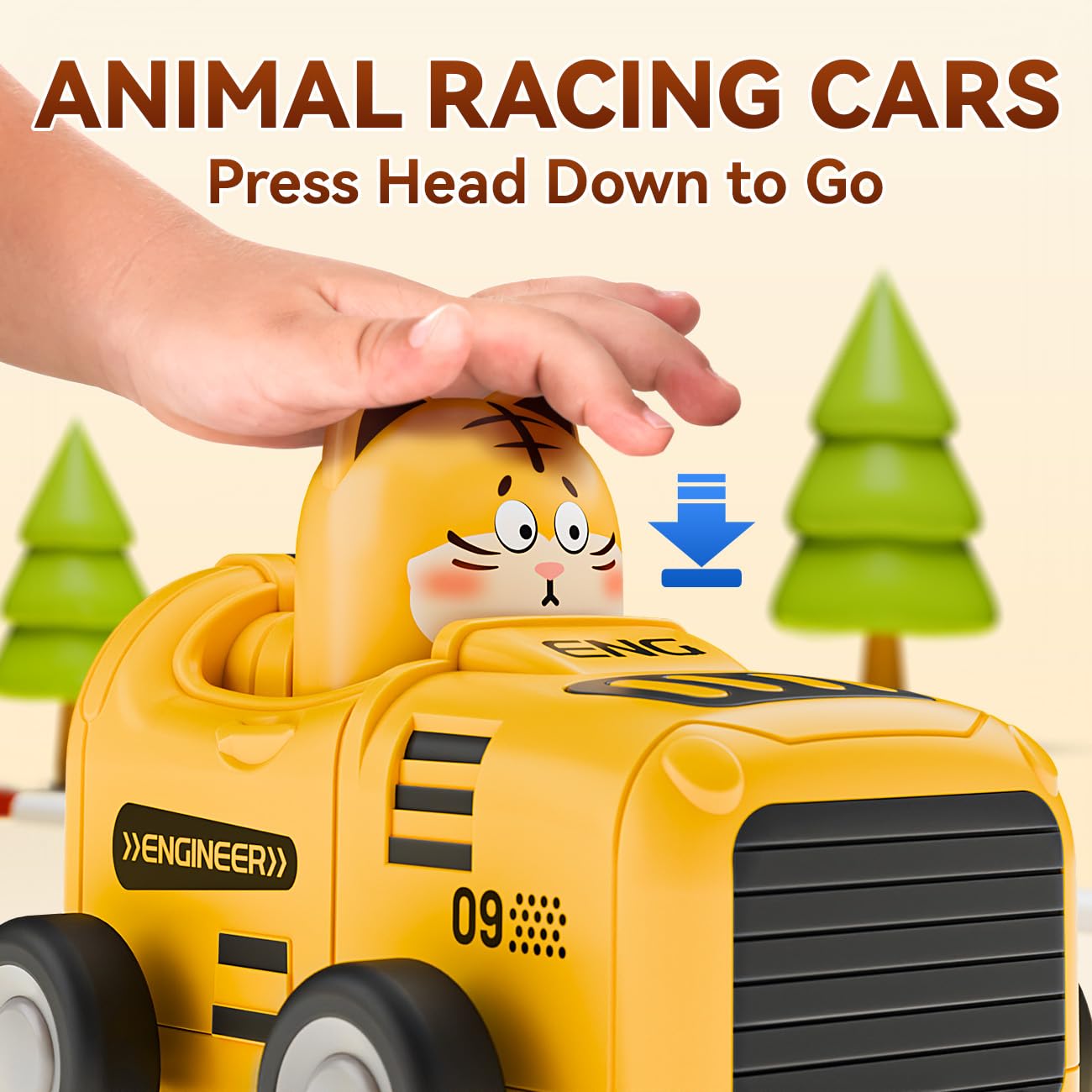 SEPHIX Toddler Car Toys for 1 Year Old Boy - First Birthday Gifts for 1 2 3 Year Old Boy - Press and Go Cars Baby Animal Racing