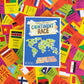Byron's Games Continent Race Board Game - Educational Geography Game for Kids & Families, Cardstock, Yellow, Model DYE-1400