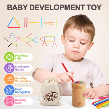 Montessori Toys For 1 2 3 Year Old:Solid Wood Fine Motor Skills Object Permanence Box For One Two Year Old Baby, Fidget Sensory Toys For Toddlers 1-3, Color Sorting Cause And Effect 12 Month Toys