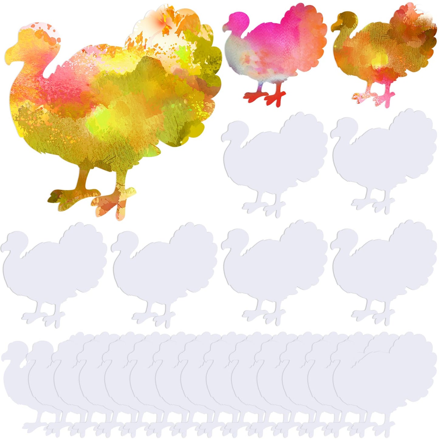 Gersoniel 100 Pcs Color Diffusing Paper Turkey Thanksgiving Color Diffusing Watercolor Crafts for Thanksgiving Arts and Crafts