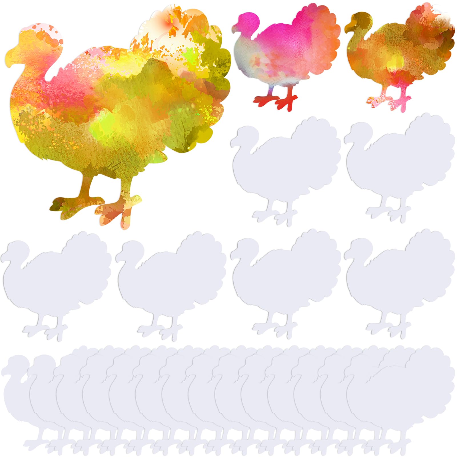 Gersoniel 100 Pcs Color Diffusing Paper Turkey Thanksgiving Color Diffusing Watercolor Crafts for Thanksgiving Arts and Crafts