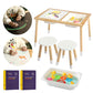 Special Supplies Kids Sensory Table Set With Deep Water And Sand Bins, Writable Lids, Chalk And Dry Erase Markers For Active, Ha
