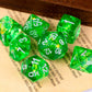 Udixi Resin Polyhedral Dnd Dice Set, 7Die Rpg Dice Set For D&D Role Playing Game And Board Games (Green With Silver Numbers)