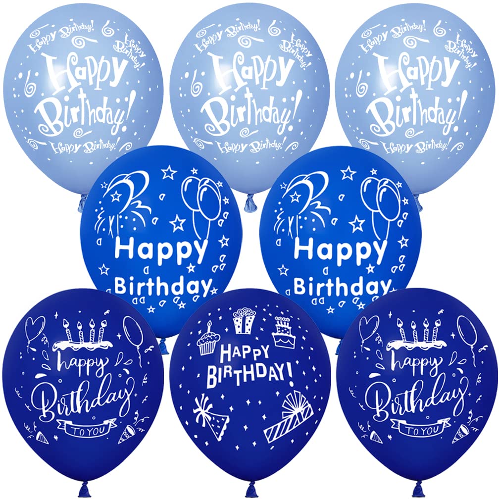 TAIHEBB 52 Pcs Blue Birthday Balloons, Rubber Material, Party Pattern, Suitable for Kids, Model BSO025