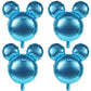 Mikimiqi 4 Pcs Mouse Head Foil Balloons, 24'' Mouse Mylar Balloon For Birthday Party Decorations Jumbo Mouse Head Aluminum Foil Balloons Party Favors Supplies (Light Blue)