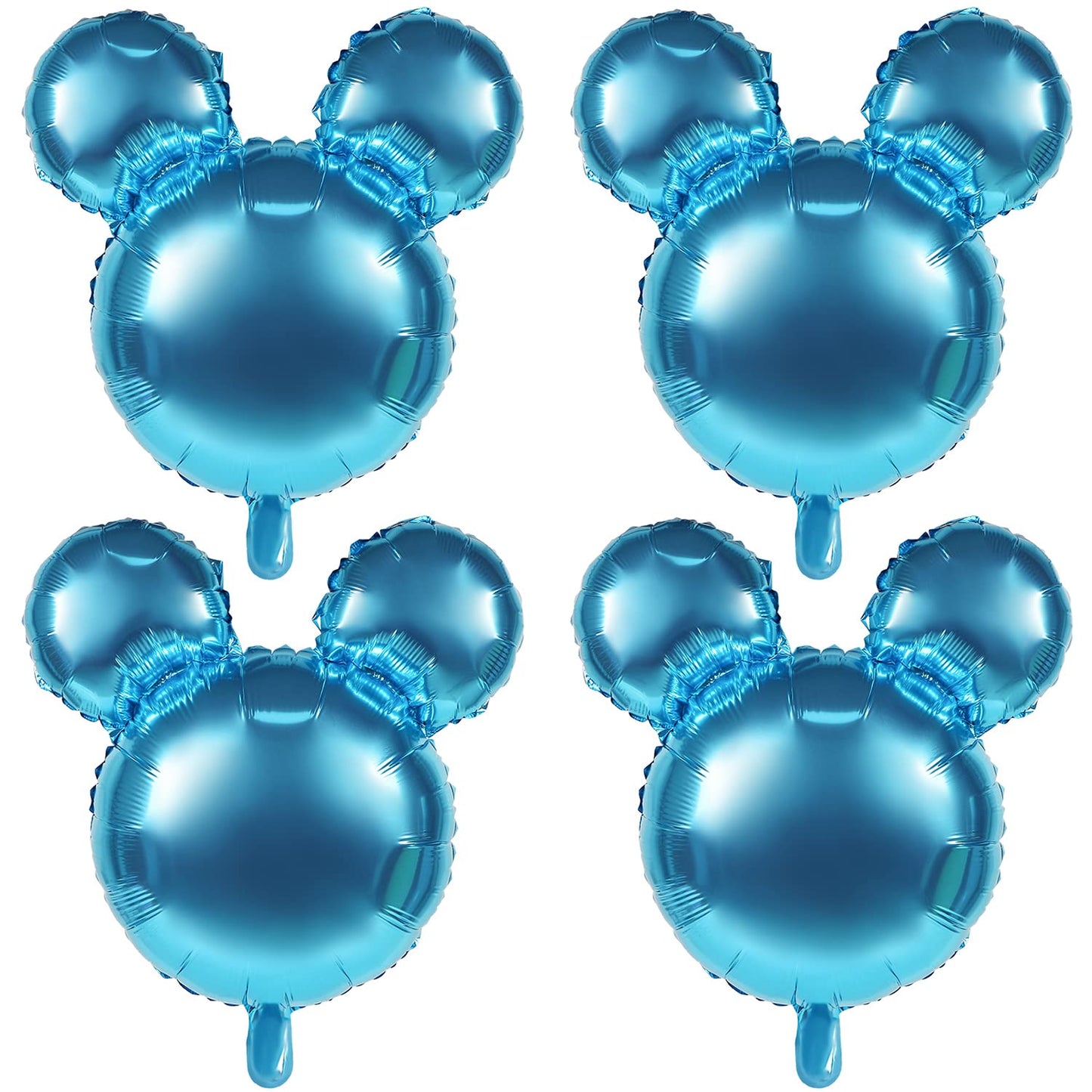 Mikimiqi 4 Pcs Mouse Head Foil Balloons, 24'' Mouse Mylar Balloon For Birthday Party Decorations Jumbo Mouse Head Aluminum Foil Balloons Party Favors Supplies (Light Blue)
