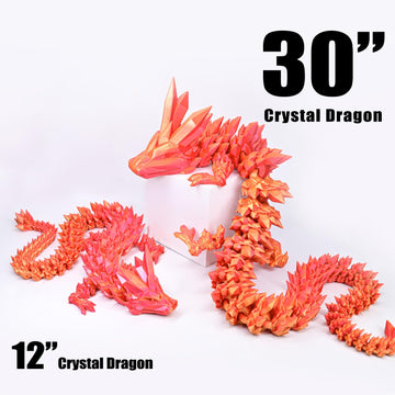 LOCYFENS Large 30'' 3D Printed Dragon, Articulated 3D Dragon Toys, Long Crystal Dragon Red Gold