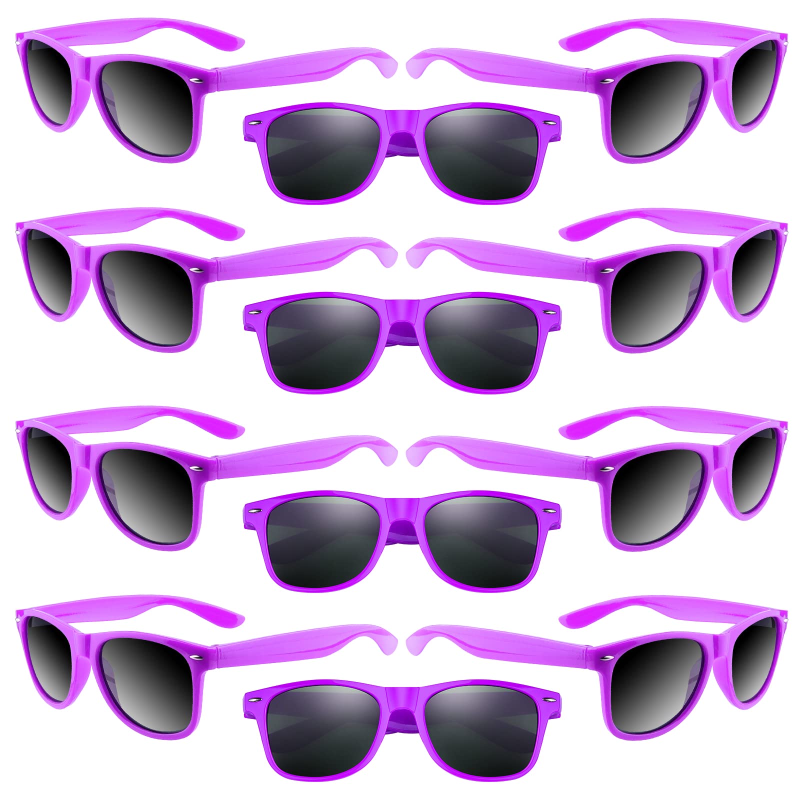 Astaron 12 Pack Party Novelty Sunglasses Bulk Neon Party Favors For Beach Wedding Party Pool Party Supplies, Purple