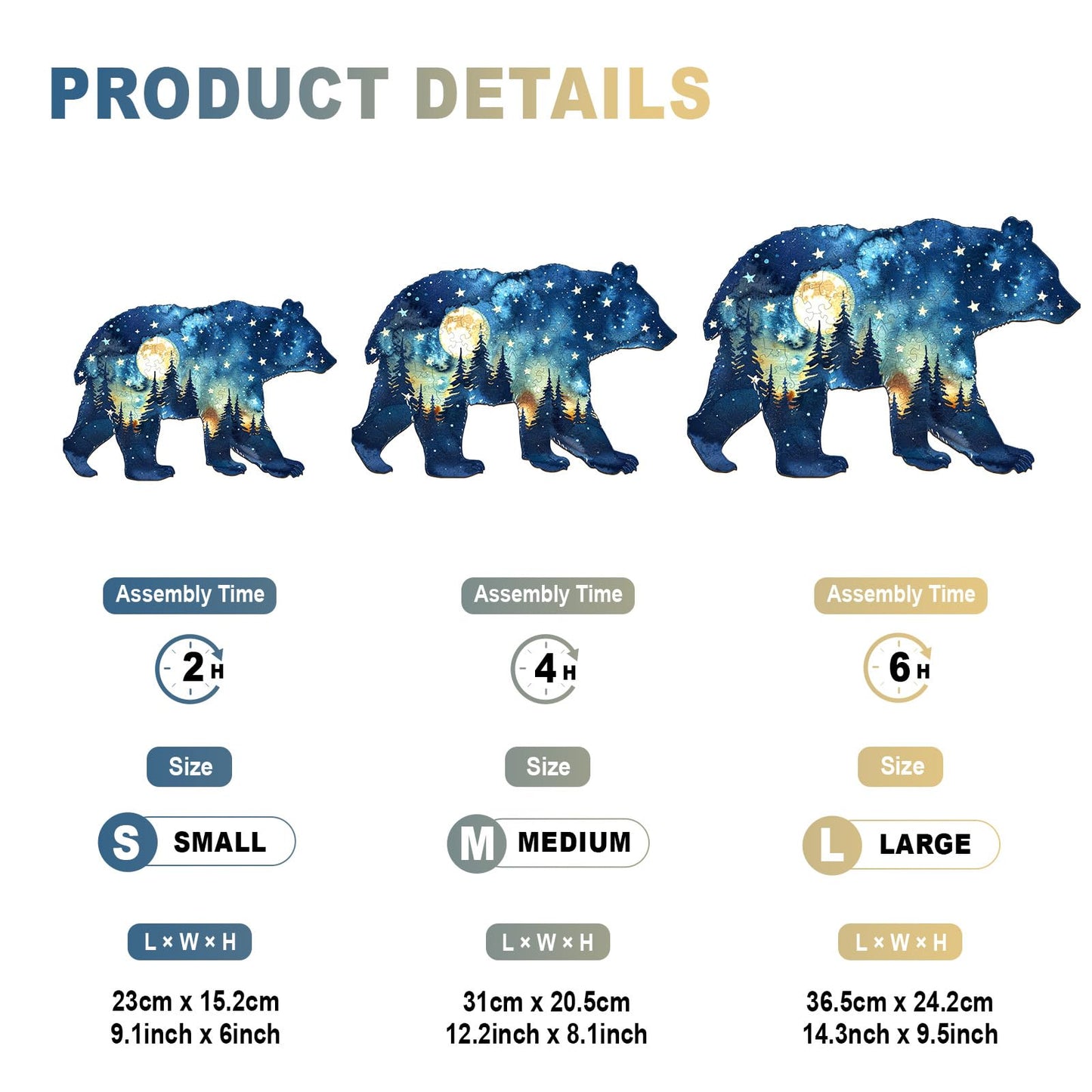 Wooden Puzzles for mature-themeds - Astral Bear Wooden Jigsaw Puzzle - Unique Animal Shaped Wood Puzzles mature-themed - Christmas Birthday Gifts for mature-themeds/Friends/Family - 200 Pcs 14.3 * 9.5in