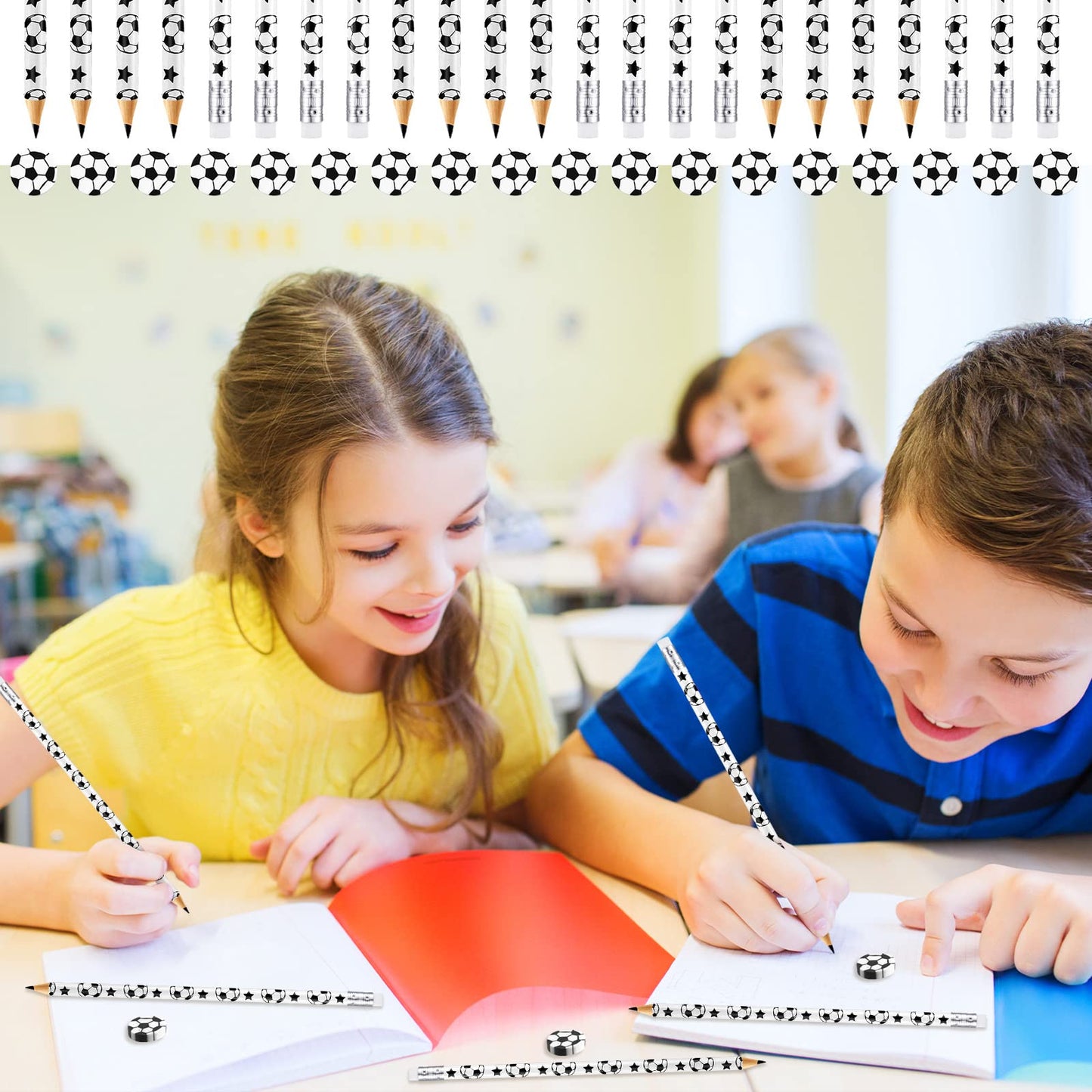 Tinlade 36 Pcs Sports Pencils For Kids Fun Wooden Pencils Boys Pencils For Kids Sports Themed Birthday Party Favors School Office Supplies(Soccer)