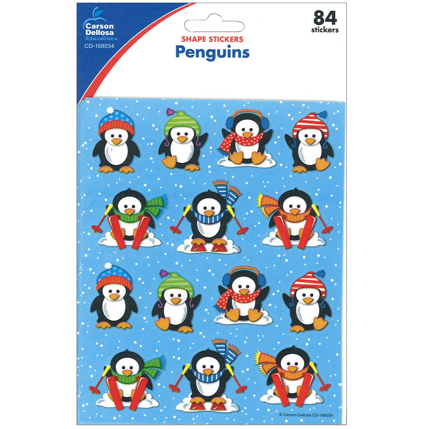 Carson Dellosa Education Carson Dellosa Penguin Stickers-6 Sheets of Colorful Holiday Stickers for Homework, Tests, Assignments,