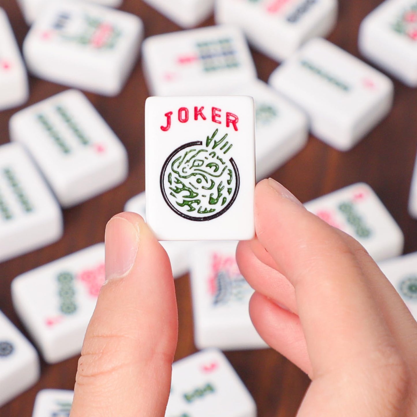 ZGME American Mahjong Set 166 White Tiles with Brown Rectangular Bag and Accessories 4 All-in-One Mahjong Racks with Pushers