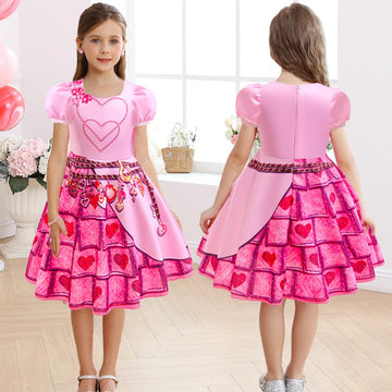 Itvti Girls Bridget Costume Kids Younger Queen Of Heart Pink Dress Princess Cosplay Outfits With Wig For Halloween Party, Pink, 2-3 Years(Tag 100)