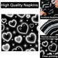 Qyeahkj 100 Pcs 2000S Party Plates Napkins Forks Set Black Heart Tableware Supplies Y2K Theme Birthday Party Decoration Early 20