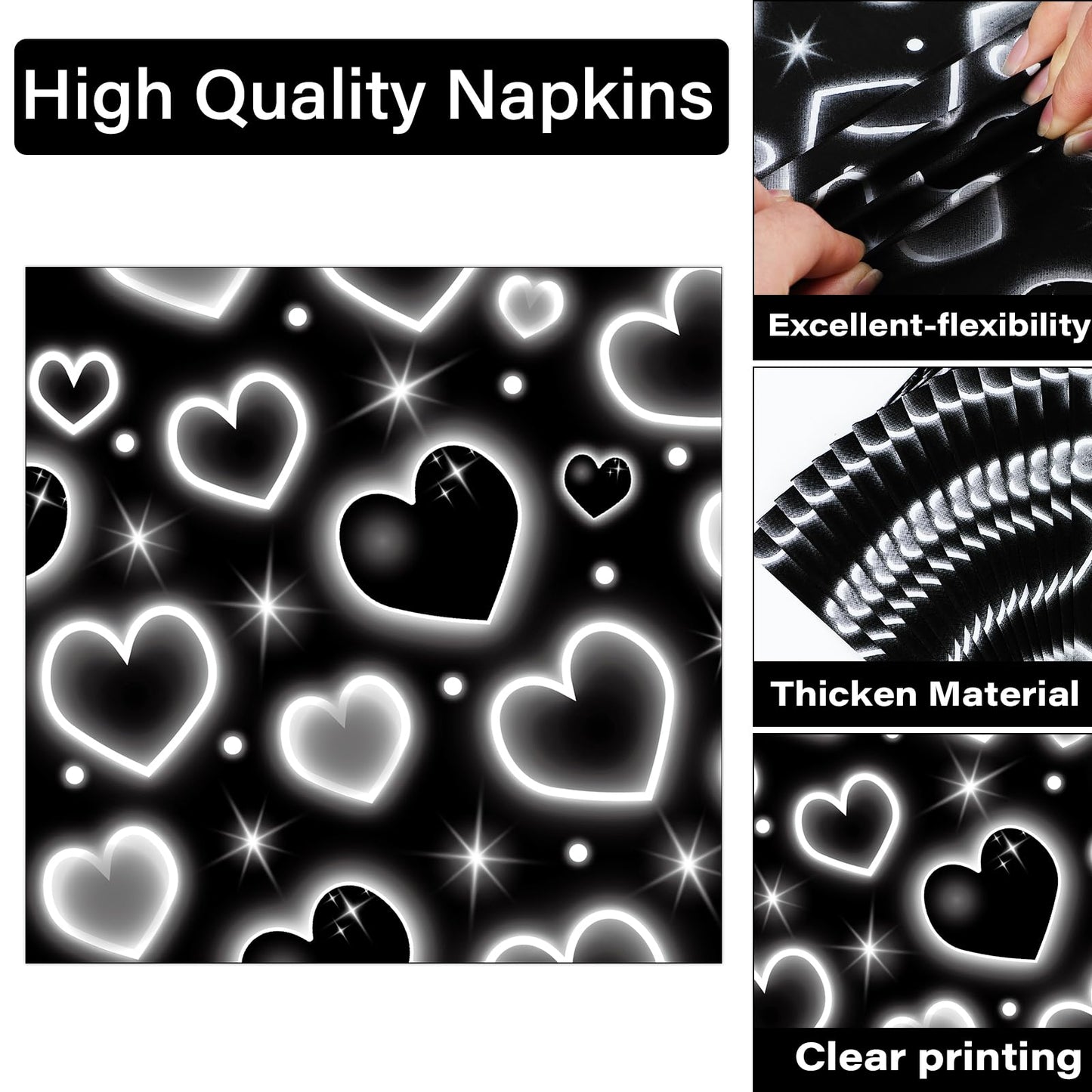 Qyeahkj 100 Pcs 2000S Party Plates Napkins Forks Set Black Heart Tableware Supplies Y2K Theme Birthday Party Decoration Early 20