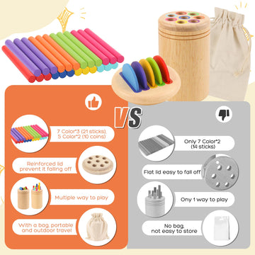 Ranqibo Montessori Toys For 3 Year Old: Wooden Color Sorting Sensory Toys For Toddlers 1-3, Educational Matching Game For Fine M