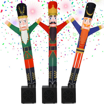 Poen 3 Pcs Winter Mini Inflatable Tube Man Gift Wacky Waving Inflatable Tube Guy With Blower Desktop Mini Dancer Tubes Man Gift For Winter Man Women Birthday Party Decoration(Nutcracker)