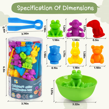 Tsyan 36Pcs Counting Animals Matching Games Sensory Toys With Sorting Bowls Preschool Learning Activities Color Classification Montessori Educational Toys Set Gift For Boys Girls Toddlers Toys Age 3+