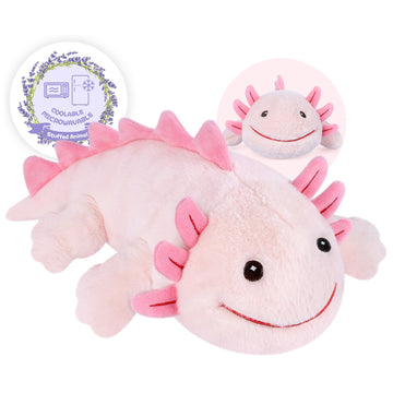 Suzzipals Coolable Heatable Axolotl Plush, Axolotl Stuffed Animal Heating Pad For Period Cramps, Pain And Stress, Lavender Scent