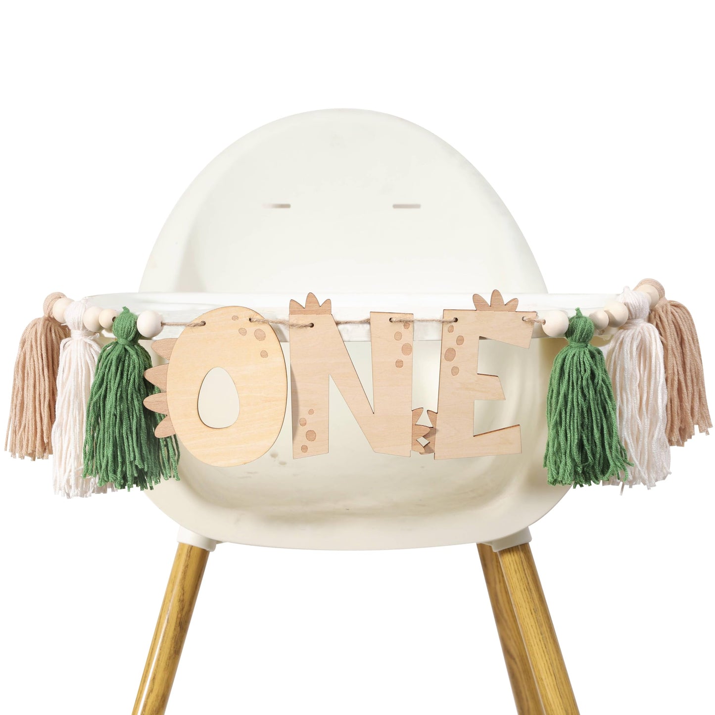 Agkvw Dinosaur 1st Birthday High Chair Banner - Dinosaur First Birthday Decorations Boy, Wooden One Tassel Highchair Banner, Boy