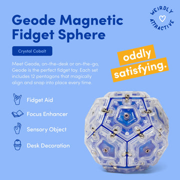 Speks Geode Magnetic Fidget Sphere - Pentagons 12-Piece Set - Cobalt - Fun Desk Toy For Adults
