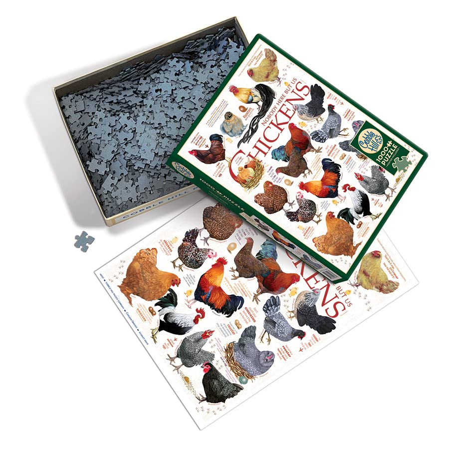 Cobble Hill 1000 Piece Puzzle - Chicken Quotes - Includes Sample Poster - Cardboard - Model 40137