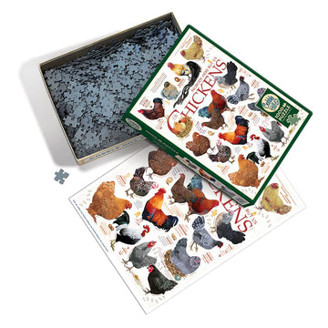 Cobble Hill 1000 Piece Puzzle - Chicken Quotes - Includes Sample Poster - Cardboard - Model 40137