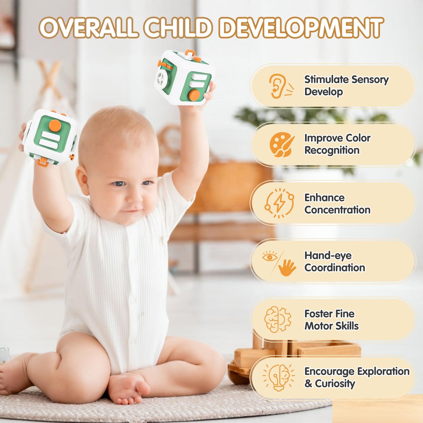 Sosushoe Baby Toys 12-18 Months,Busy Cube Toys For 1 Year Old Boy Girl, Montessori Toys For 1+ Year Old, Travel Sensory Toys For