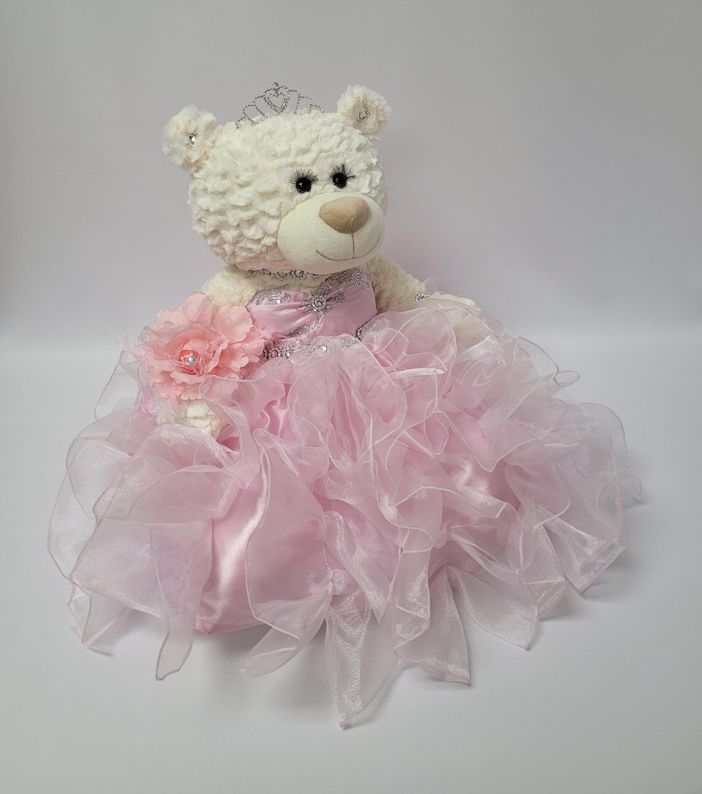 KINNEX COLLECTIONS SINCE 1997 20" Quinceanera Last Doll Teddy Bear - Pink Polyester Dress Centerpiece ARC16831-3R