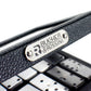 Bucher&Rossini Metal Surface Dominoes Set Double 6 - Claasic Black Domino'S Game Set With Silver Metal Surface For Adults And Kids Ideal Gift For Domino Players Or Family Game Night